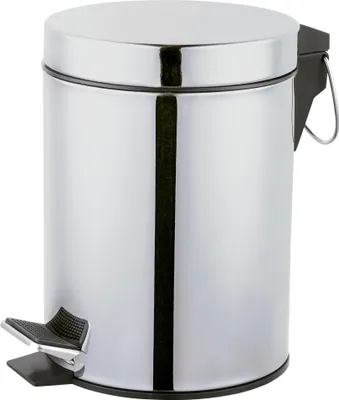 Image de Amig – Poubelle cosmétique avec pédale, 3 litres, gamme Linea – Acier inoxydable poli – Ouverture hygiénique