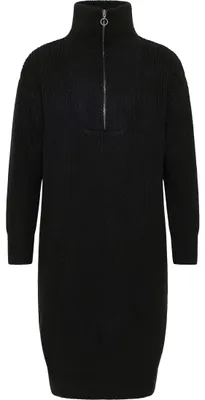 Productafbeelding van acalmar Damen, gebreide, lange mouwen, midi-jurk, model 39424896-AC01, zwart, maat S