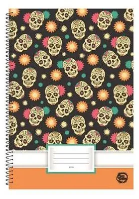 Špirálový zošit, A4, čistý, 70 listov, OPTISCHOOL, "Skull"