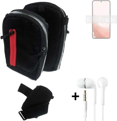 Produktbild von K-S-Trade Outdoor Gürteltasche Holster Umhängetasche + Kopfhörer kompatibel mit Samsung Galaxy S22 Exynos schwarz Handy Tasche Case travelbag
