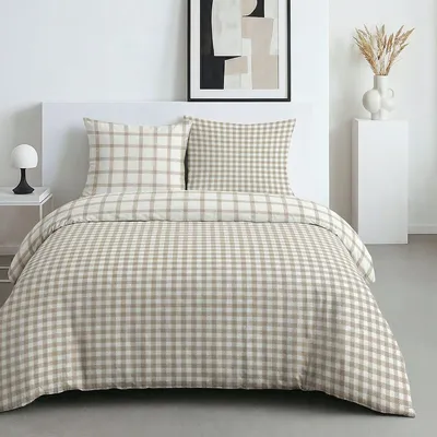 Produktbild von Bedrucktes Bettwäscheset baumwolle mit kariertem muster SUNSHINE CORALIE