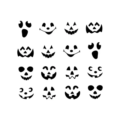 Immagine prodotto di Set di adesivi Halloween - facce di zucca nere - 16 pezzi / confezione