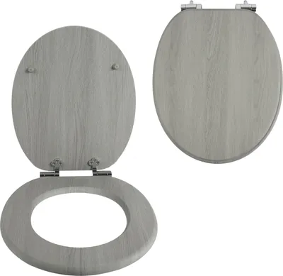 Zdjęcie produktu dla Deska Sedesowa Szara Faktura Drewna Wolnoopadająca Do Wc Wypinana Odporna