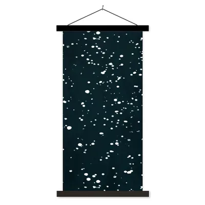 Produktbild von MuchoWow® Textilposter Polka dots - Schwarz - Weiß 40x80 cm mit schwarzem Rahmen - Wandemalerei