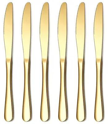 Tafelmessenset 6 Stück, 23,3 cm, Gold, Edelstahl, Titanbeschichtung