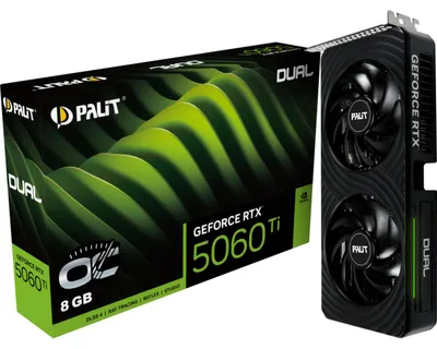 Produktbild von Palit GeForce RTX 5060 Ti Dual OC, GeForce RTX 5060 Ti, 8 GB, GDDR7, 128 Bit, 7680 x 4320 Pixel, PCI Express 5.0