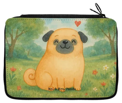 Produktbild von Mr. & Mrs. Panda Schlampermäppchen Mops Design - Weiß - Geschenk, Sprüche, Hundeliebe, Etui, Mäppchen, Federtasche, Federmäppchen, Liebe, Stiftemappe, Knuffig, Hund
