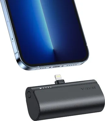 Produktbild von Veger, Mini Powerbank 5000mAh Lightning Power Delivery 20W, Schwarz