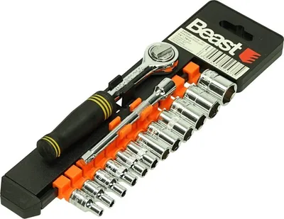 Produktbild von Umschaltknarre 1/4" mit Stecknusssatz 14-teilig