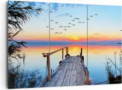 Produktbild von Bild auf Leinwand - Leinwandbild - Brücke See - 165x110cm - Wand Bild - Wanddeko - Wandbilder - Leinwanddruck - Bilder - Kunstdruck - Wanddekoration - Leinwand bilder - Wandkunst - CE165x110-3818
