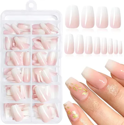 Produktbild von Ombre Press On Nails, 144 Stück, Medium Kunstnägel, Kurze Acryl Fake Nails, für DIY Maniküre