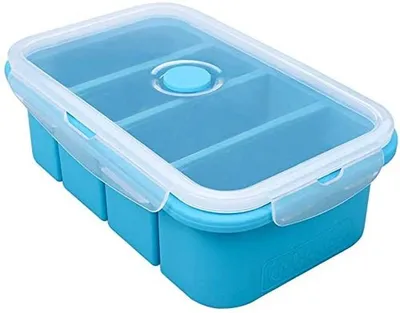 Immagine prodotto di Contenitore per alimenti con coperchio - Contenitore in silicone per il congelatore - Contenitore per conservare gli alimenti - Portauovo - Ideale per conservare zuppe e salse - Contenitore per il congelamento