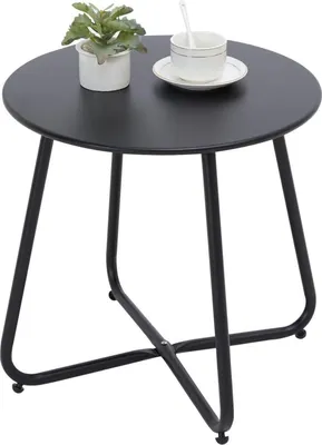 Produktbild von Beistelltisch Metall Garten Rund Schwarz Verstellbare Tischbeine 45x45H cm
