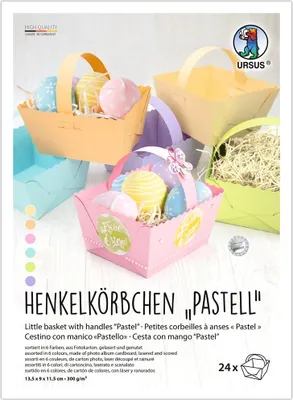 Produktbild von Henkelkörbchen Pastell, 24 Stück, 6 Farben sortiert, Fotokarton 300g/m²