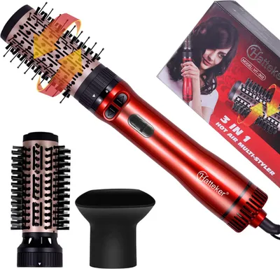 Image de INF Brosse à Air Chaud 3-en-1: Sèche-Cheveux, Volumateur et Lisseur Rouge