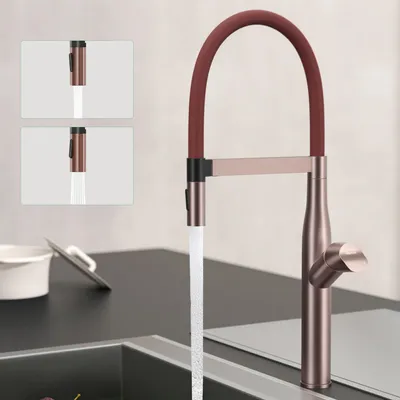 Produktbild von Mai & Mai Wasserhahn Küche, Spültischarmatur Küchenarmatur, Mischbatterie mit Einhebelmischer, 360°Schwenkbar Küchenwasserhahn Roségold Turnix-01