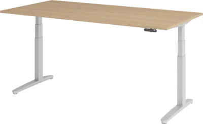 Produktbild von bümö Schreibtisch elektrisch XBHM - Gestell: Silber, Größe:  200 x 100 cm, Nachbildung: Eiche