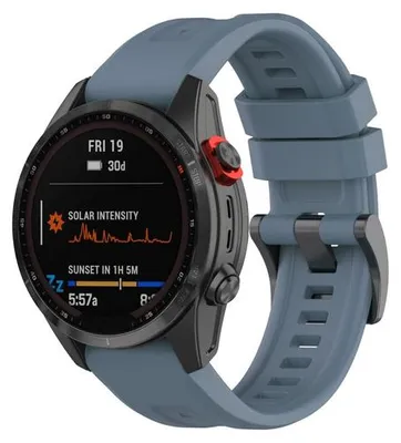 Produktbild von By Qubix Silikon-Sportarmband - Grau-Blau - passend für Garmin Instinct 3 / Instinct E - 45 mm