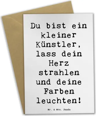 Produktbild von Mr. & Mrs. Panda Grußkarte Spruch Die Freude an der Kreativität entdecken - Weiß - Geschenk, Träume, Magie, Vertrauem, weihnachtskarten, liebevolle Details, Zuversicht