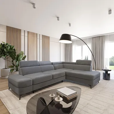 Produktbild von Masseno Ecksofa AVISE M R-S mit Schlaffunktion L-Form, Sofa mit Bettkasten, Wohnzimmersofa, Couch, Soffa, Bettsofa, Couchgarnitur- Grau, MONOLITH 85