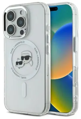 Image de Coque arrière Karl Lagerfeld pour iPhone 16 Pro Max - Magsafe IML métal - Blanc