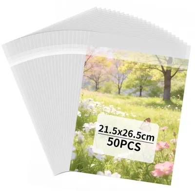 Cellophanbeutel selbstklebend, 50 Stück, 21,5×26,5 cm, transparent