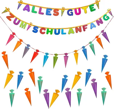 Produktbild von Oblique Unique Schuleinführung Schulanfang Einschulung Deko Set - Girlanden + Zuckertüte Konfetti Set