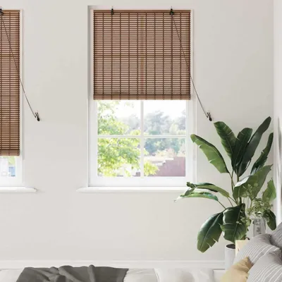 Produktbild von Möbel Fensterjalousie mit Vorhängen Braun 80 x 220 cm Bambus - Rollos 42006913