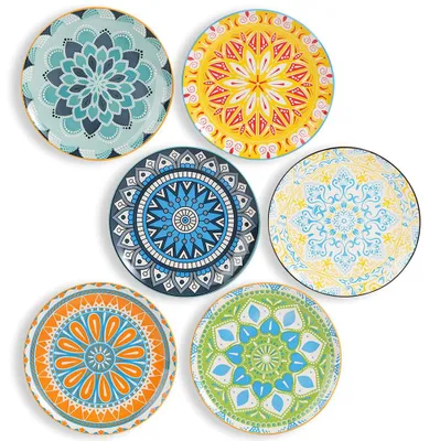 Bordenset 20,3 cm, 6-teilig, Porzellan, bunt, spülmaschinenfest