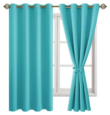 Verdunkelnde Vorhänge mit Ösen, 2 Stk., 160x132 cm, Türkis