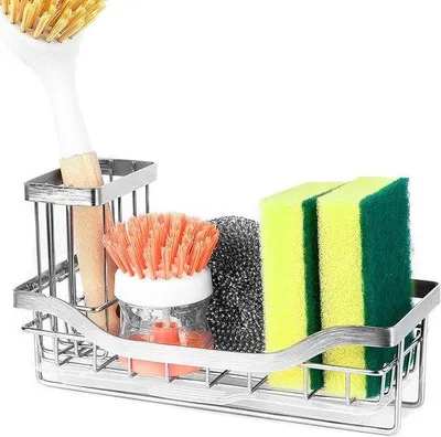 Produktbild von Famanu Spülbecken Caddy Organizer - Schwammhalter mit Abtropfschale - Spülbeckenregal für die Arbeitsplatte