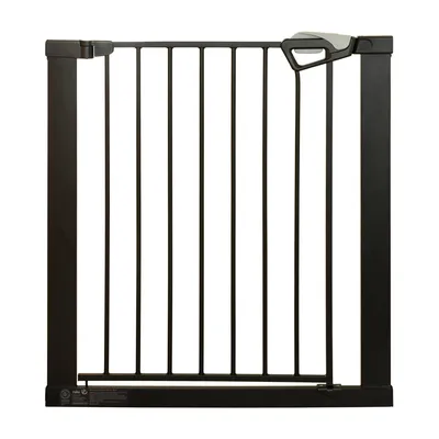 Image de roba easySafe+ Barrière de sécurité porte & escalier en métal - Largeur de réglage 75-82 cm - Extensible jusqu'à 110 cm - Fermeture par feux & arrêt à 90° - Sans perçage - Noir