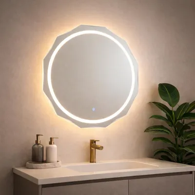 Produktbild von Wandspiegel aus 75cm Durchmesser und LED Belauchtung