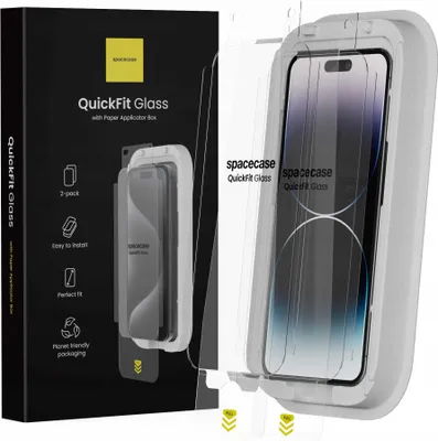 Image de 2x verre trempé avec applicateur SPACECASE QuickFit Glass pour iPhone 14 Pro Max