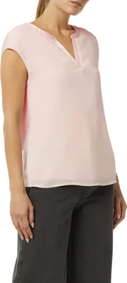 Produktbild von comma T-Shirt Regular Fit aus Viskose und Elasthan mit überschnittenen Schultern und Satinblende