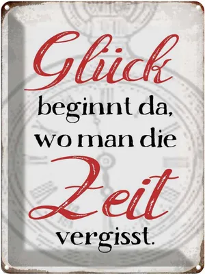Produktbild von vianmo Blechschild 40x30 cm Glück da wo man Zeit vergisst Spruch Zitat