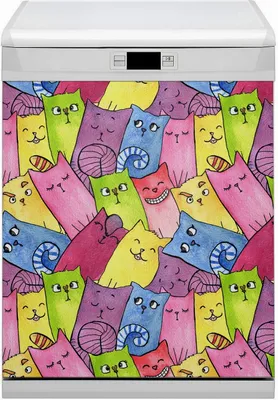 Produktbild von Abwaschbar 60x80 cm Geschirrspüle Magnetmatte Küche Dekorative  - Glückliche Katzen