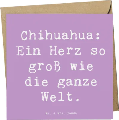 Produktbild von Mr. & Mrs. Panda Grußkarte Spruch Chihuahua Herz - Lavendeltraum - Geschenk, faltkarte, Klappkarte, Hunderassen Beschreibung, Hunderasse, Hundezitat, lebhafte Hunde
