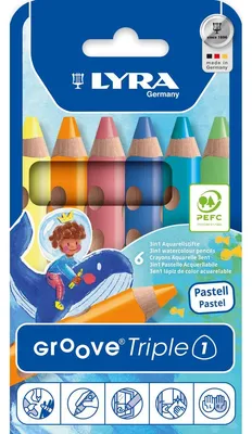 Produktbild von LYRA Aquarellstifte Groove Triple 1 Pastell 6 Stück Kartonetui