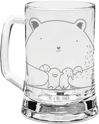 Produktbild von Mr. & Mrs. Panda Krug Bär Gefühl - Transparent - Geschenk, Glaskrug, Seidel, Glasseidel, Durchgedreht, Wahnsinn, Glas Bierkrug, Teddy, Verrückt, Humpen