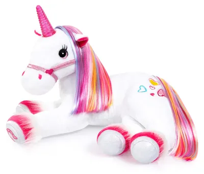 Productafbeelding van Bayer Design 69536AA Pluche eenhoorn met licht, geluid en functies, knuffel, zachte knuffel, regenboogvacht