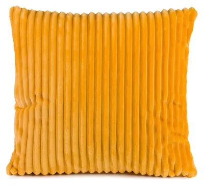 Produktbild von GÖZZE Cord Kissen weiches gefülltes Mikrofaser-Kissen in Cordoptik mit samtweicher Rückseite Senf Gelb 50 x 50 cm