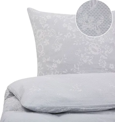 Produktbild von BELIANI Povlečení šedá a bílá bavlna 200 x 220 cm s květinovým vzorem povlak na přikrývku a povlak na polštář klasická elegantní ložnice