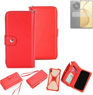 Produktbild von K-S-Trade 2in1 Schutzhülle Portemonnee Handyhülle mit Bumper kompatibel mit Realme C65 5G Hülle Case Etui Geldbörse Smartphone rot (1x)