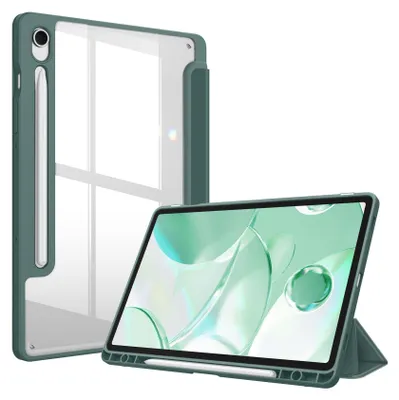 Produktbild von Fintie Hybrid Hülle für Samsung Galaxy Tab S10 Lite/S10 FE/S9 FE 10.9" & S9 11" Tablet mit Stifthalter - Stoßfeste Schutzhülle mit Transparenter Hartschale auf der Rückseite, Nachtgrün