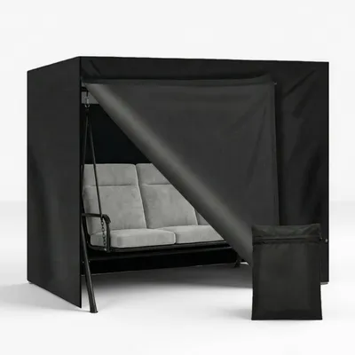 Produktbild von Hollywoodschaukel Abdeckung 3-4 Sitzer Wasserdicht Winddicht UV-Schutz 420D Oxford Schwarz 215x125x170cm