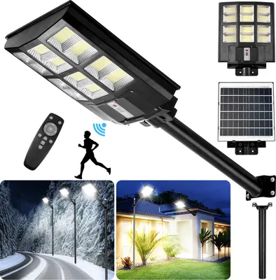 Produktbild von Solar Straßenlaterne 576 LED Außen Straßenleuchte Bewegungssensor IP65 Wasserdicht mit Fernbedienung für Außen Garten Terrasse Parkplatz