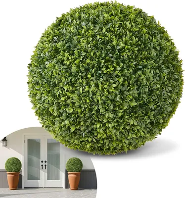 Immagine prodotto di Sfera artificiale in bosso - Sfera topiaria - Diametro 58,4 cm - Facile da montare - Per interni ed esterni - Decorazione per terrazza, giardino, balcone e matrimoni - Verde