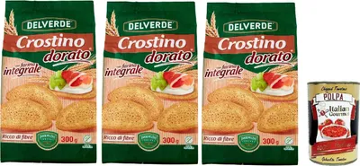 Produktbild von Buitoni Crostino con farina Integrale Croutons mit Vollkornmehl Snacks 3x 300g reich an Ballaststoffen + Italian Gourmet polpa 400g