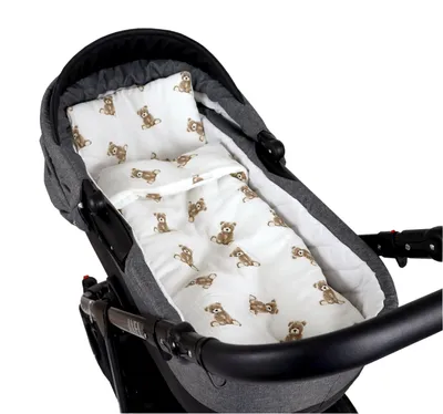Produktbild von BabyLux Babydecke Musselin 75x60 cm mit Kissen – Kinderwagendecke Sommer – Atmungsaktiv & Weich – Set für Neugeborene MPM -  D6 Teddys